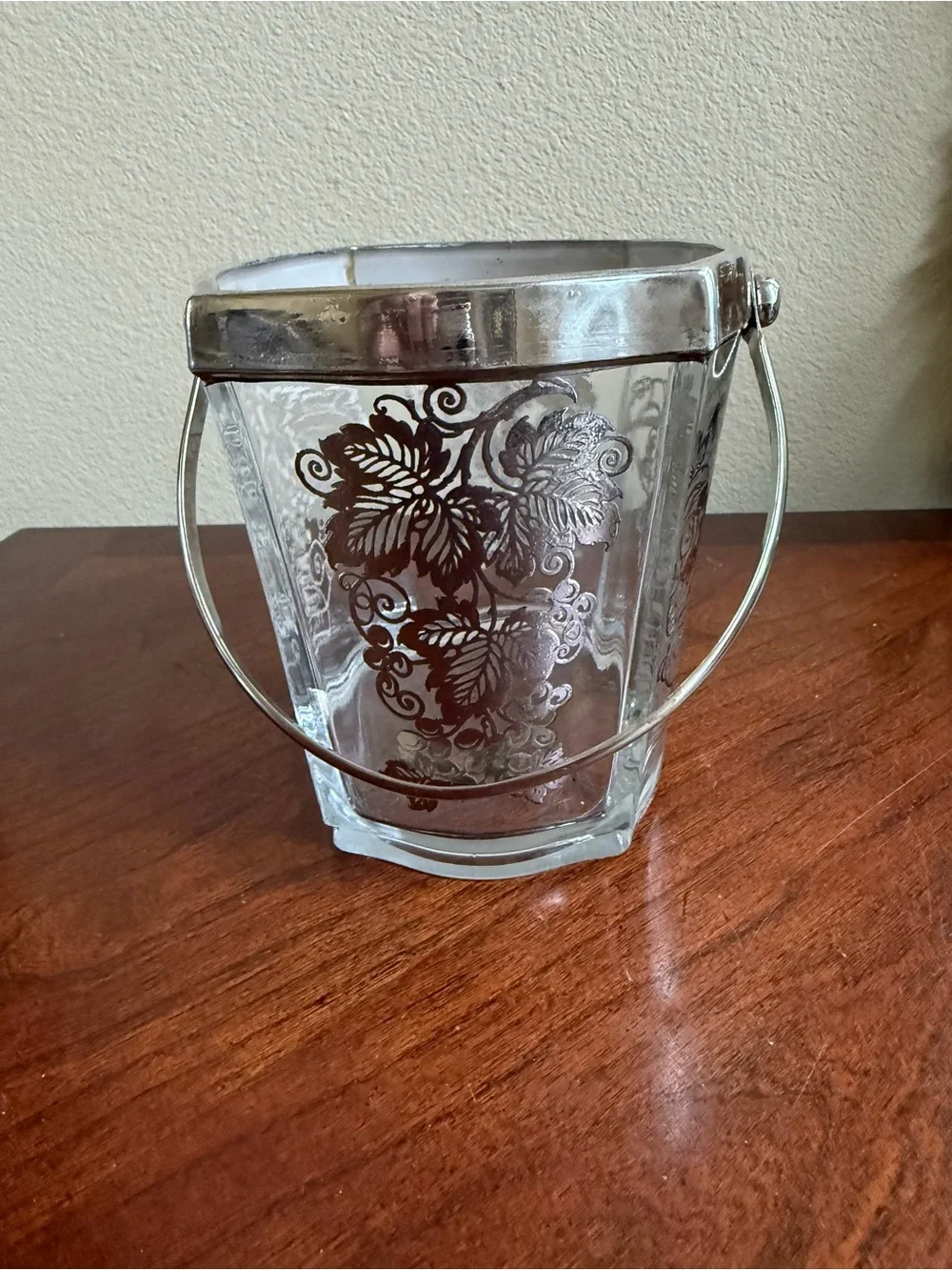 Vintage Fostoria sterling silver overlay ice bucket